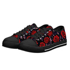 Deep Rose Canvas Lowtops (black pair angled)
