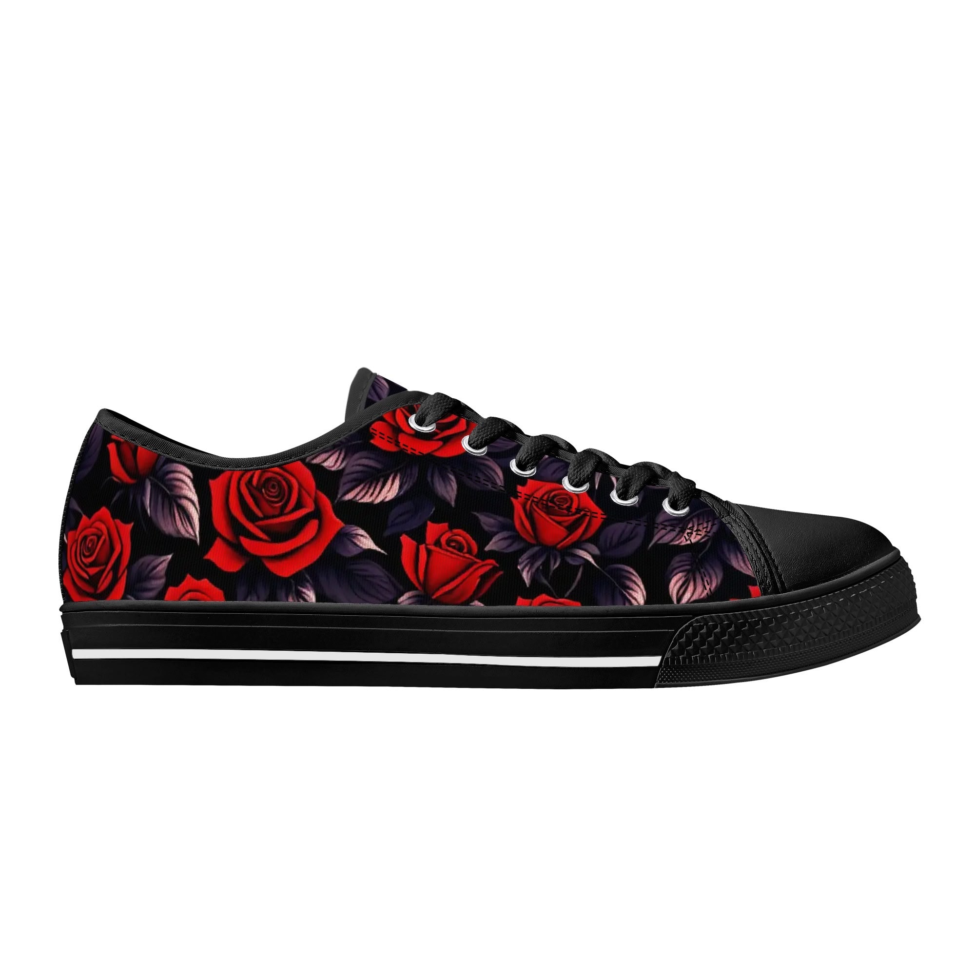 Deep Rose Canvas Lowtops (black right outside)