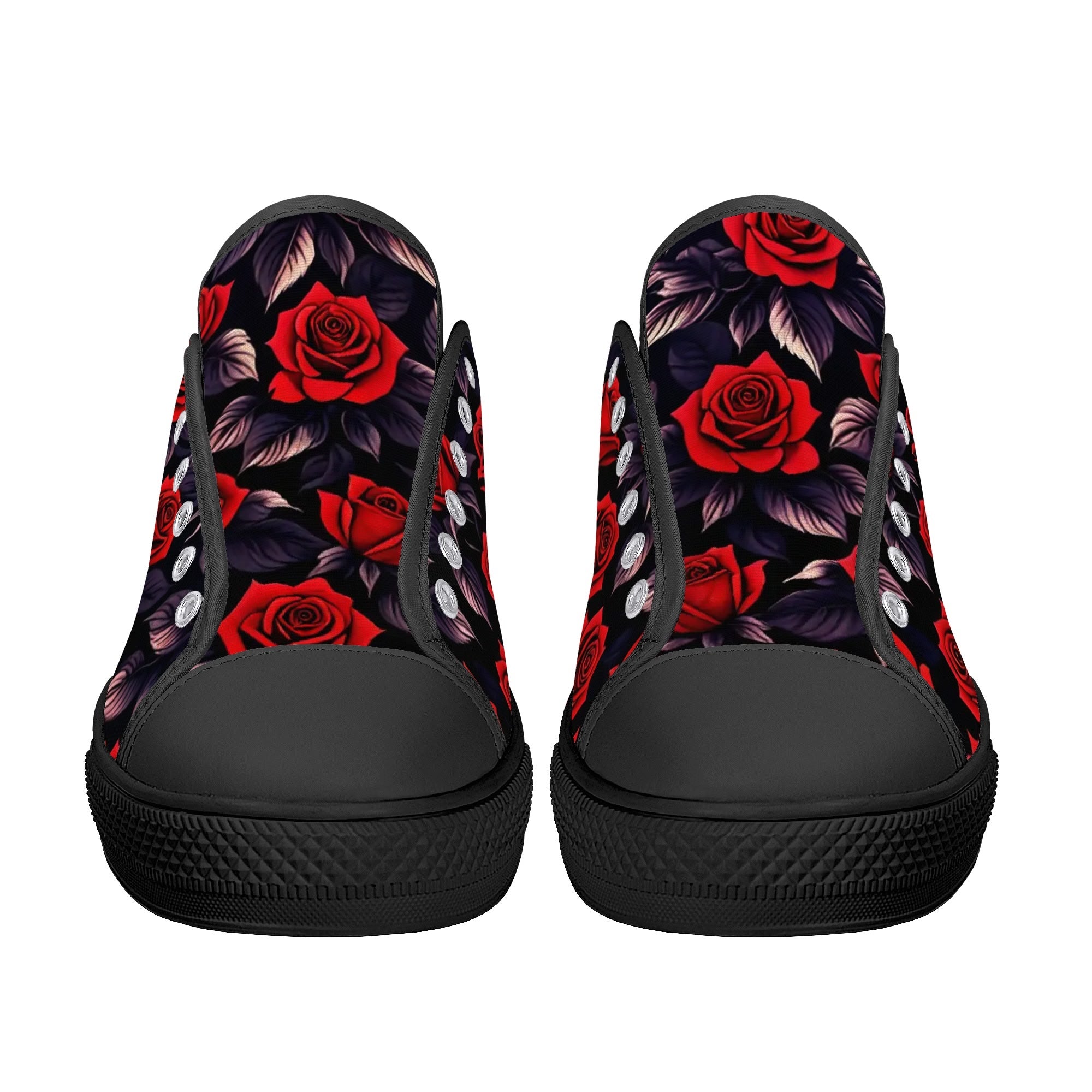 Deep Rose Canvas Lowtops (black pair front)