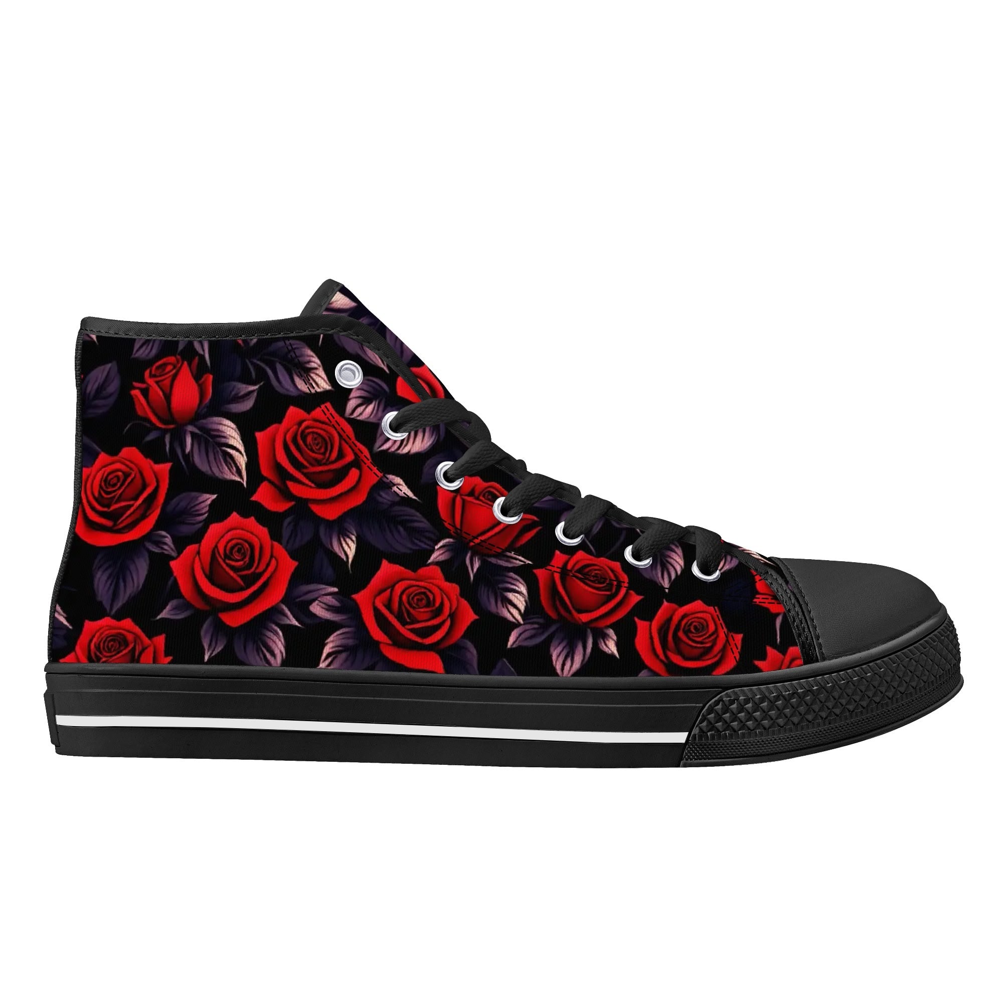 Deep Rose Canvas Hightops (black right outside)