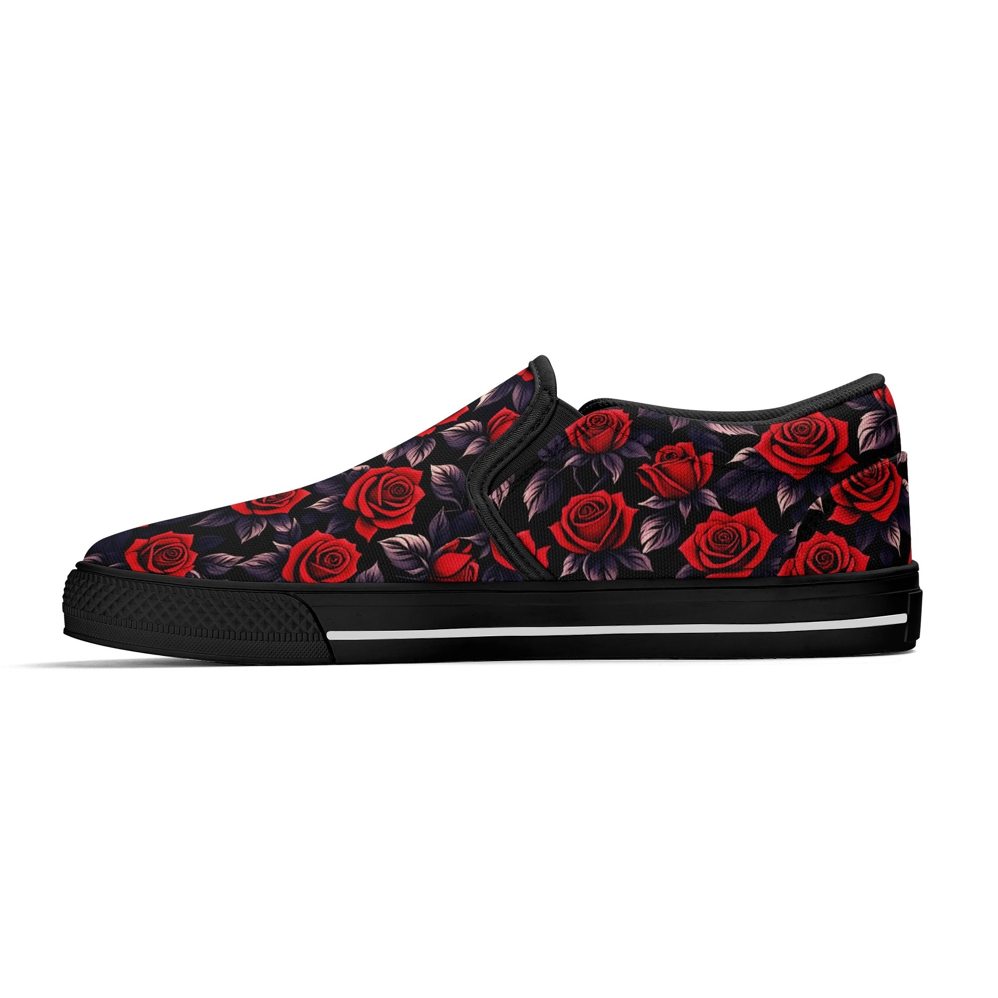 Deep Rose Canvas Slipons (black right inside)
