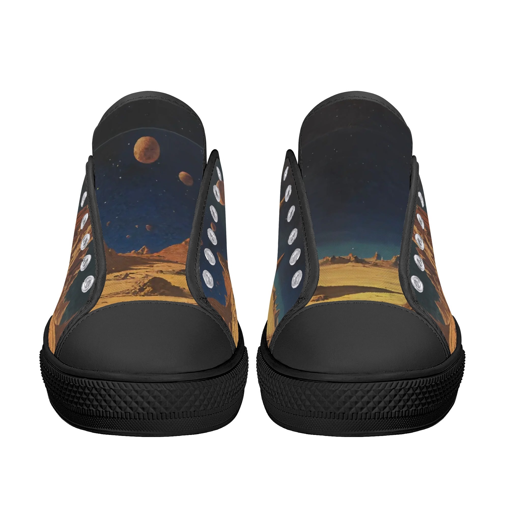 Mars Escape Canvas Lowtops (black pair front)