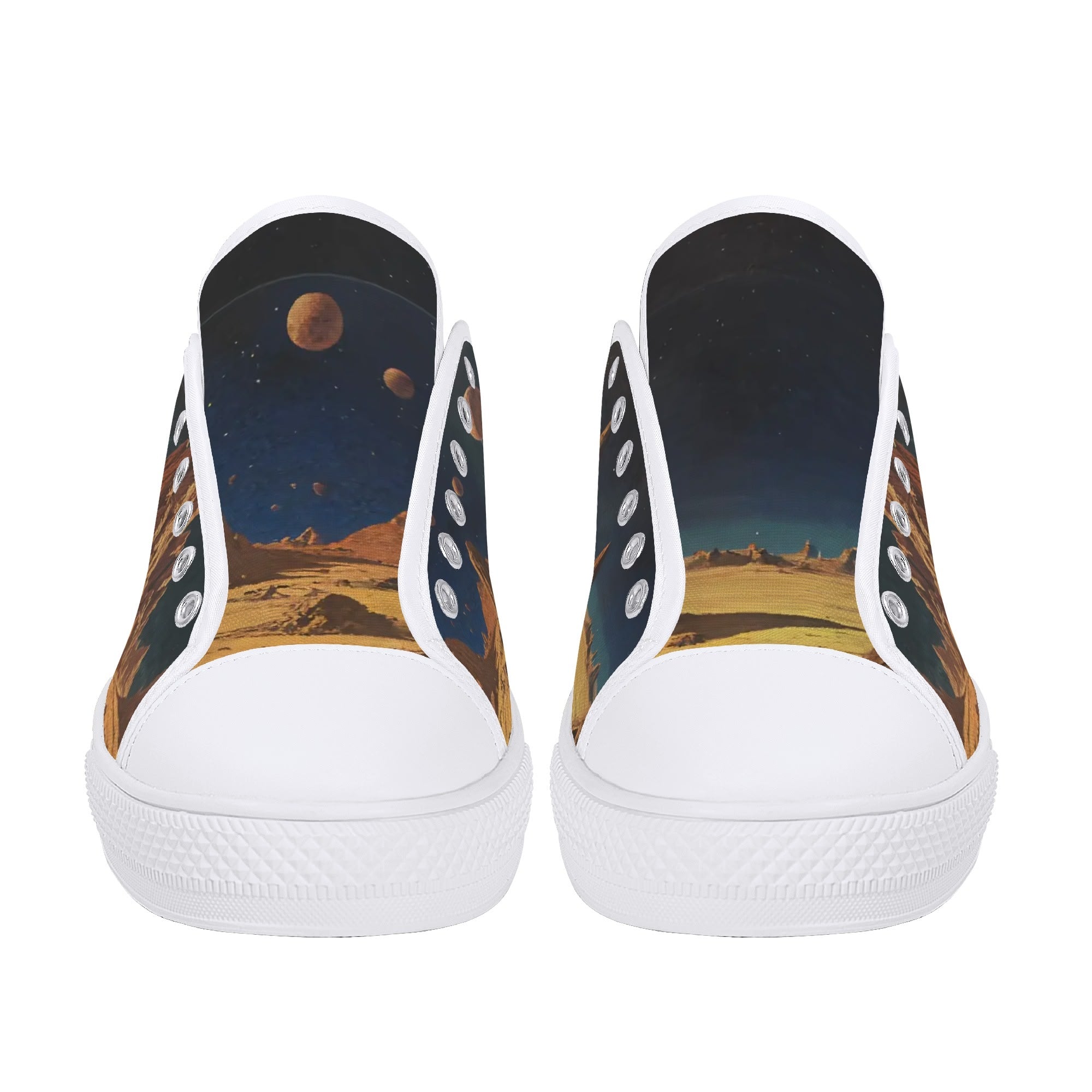 Mars Escape Canvas Lowtops (white pair front)