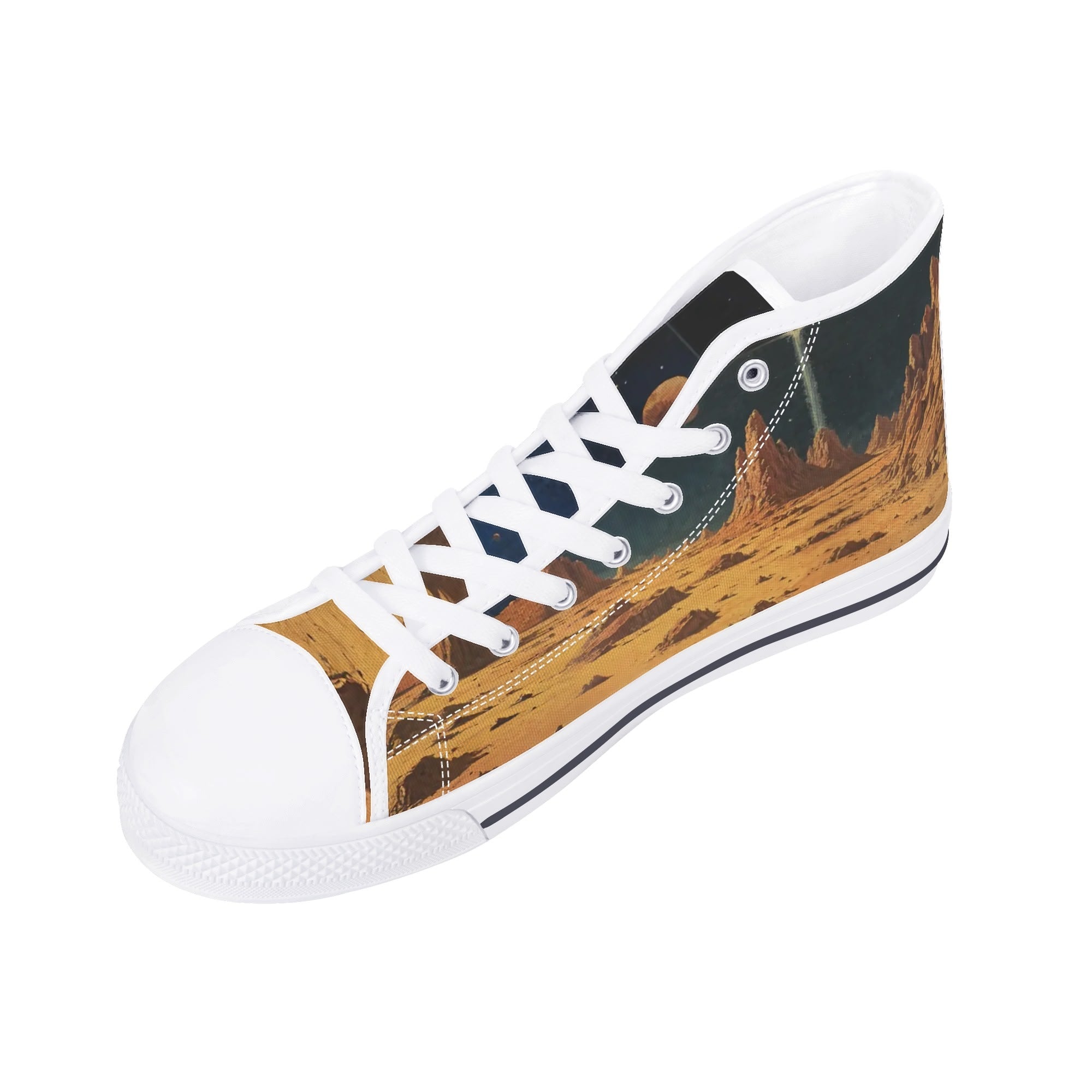 Mars Escape Canvas Hightops (white right above angled)