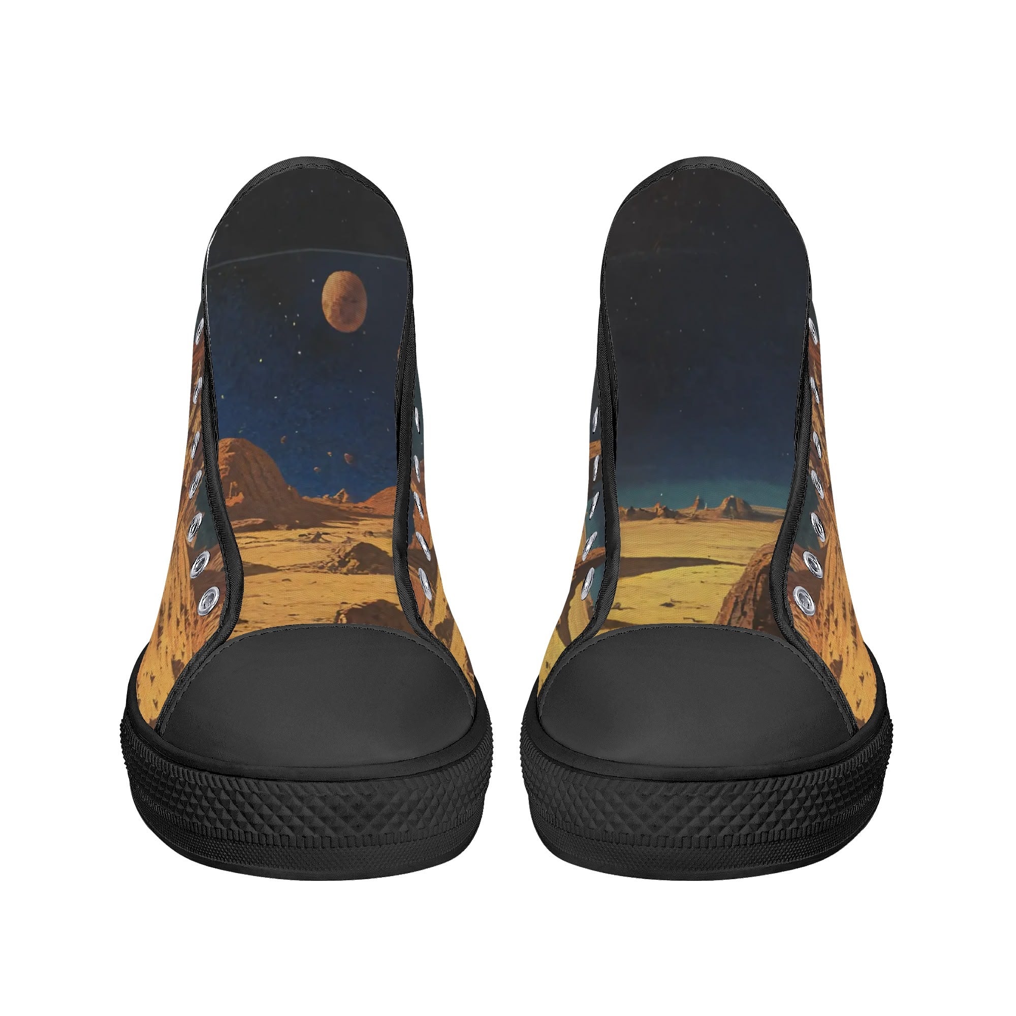 Mars Escape Canvas Hightops (black pair front)