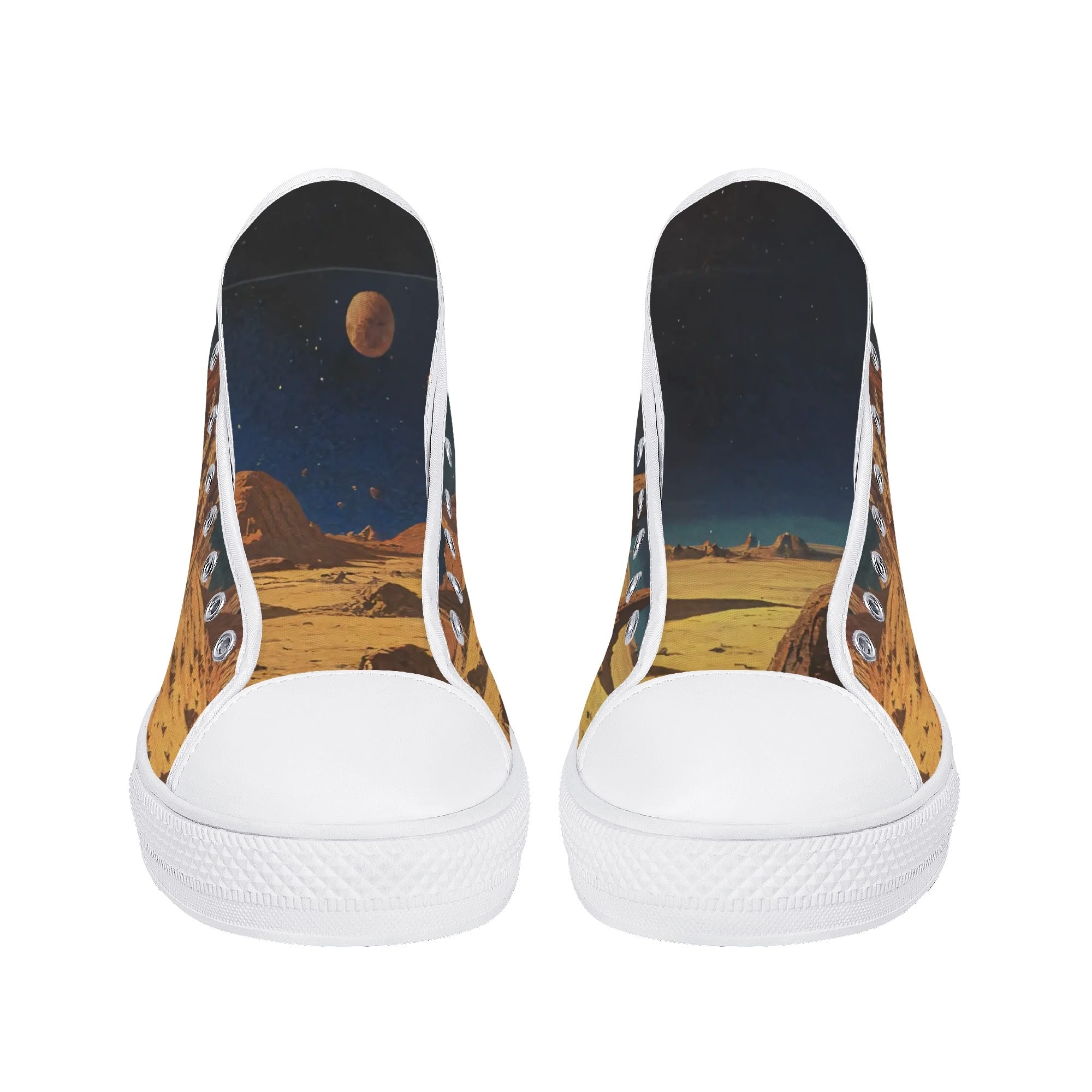Mars Escape Canvas Hightops (white pair front)