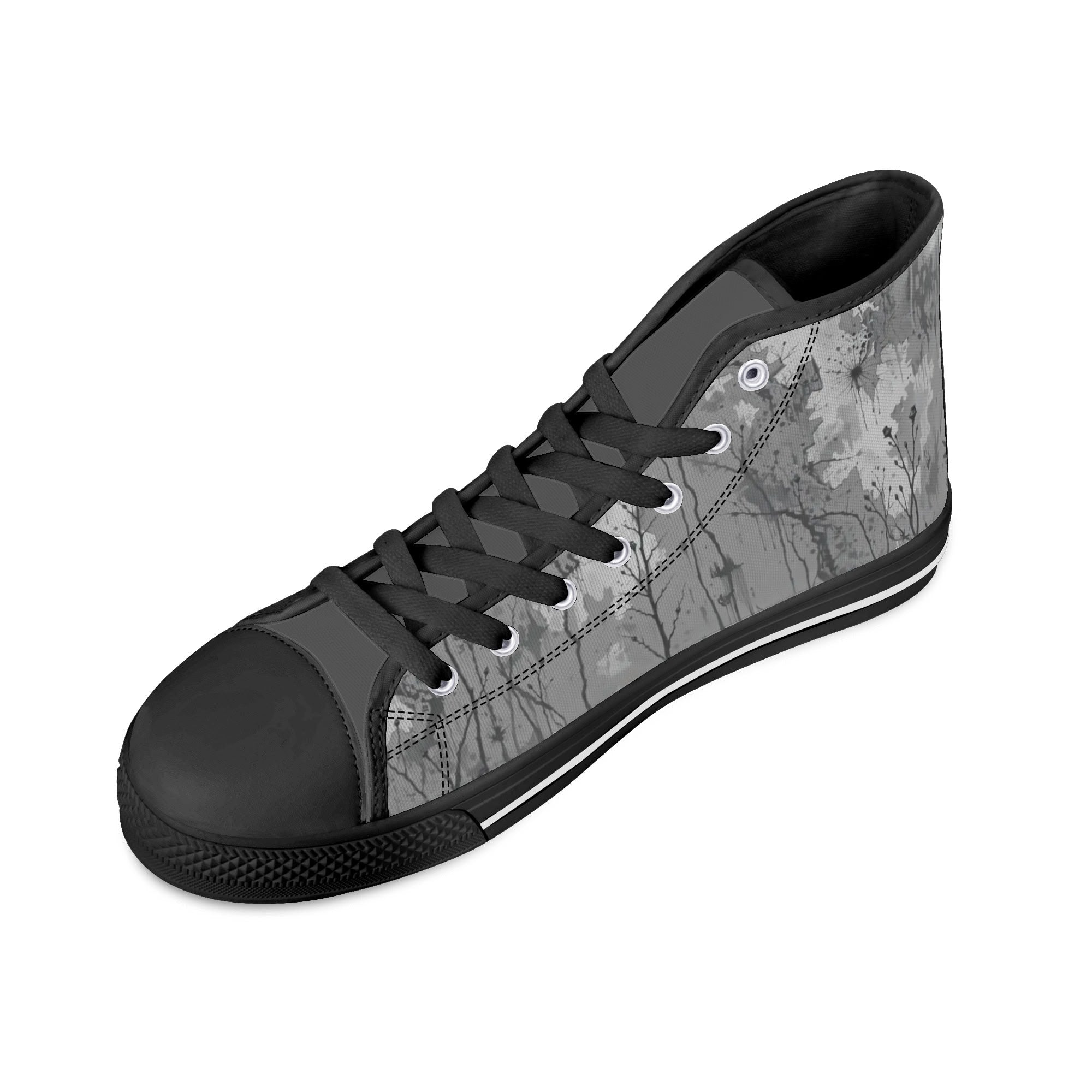 Adorned Canvas Hightops (black right above angled)