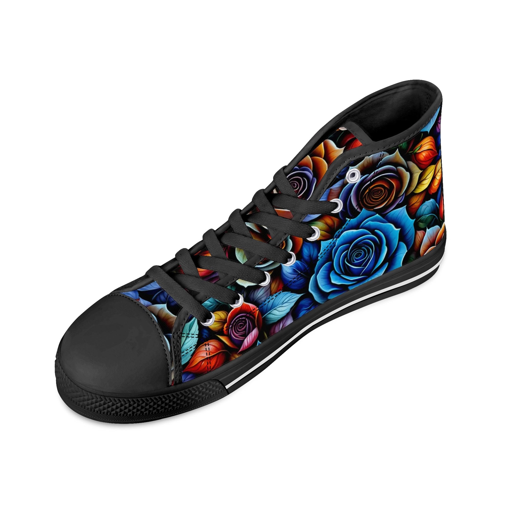 Kaleidorose Canvas Hightops (black right above angled)