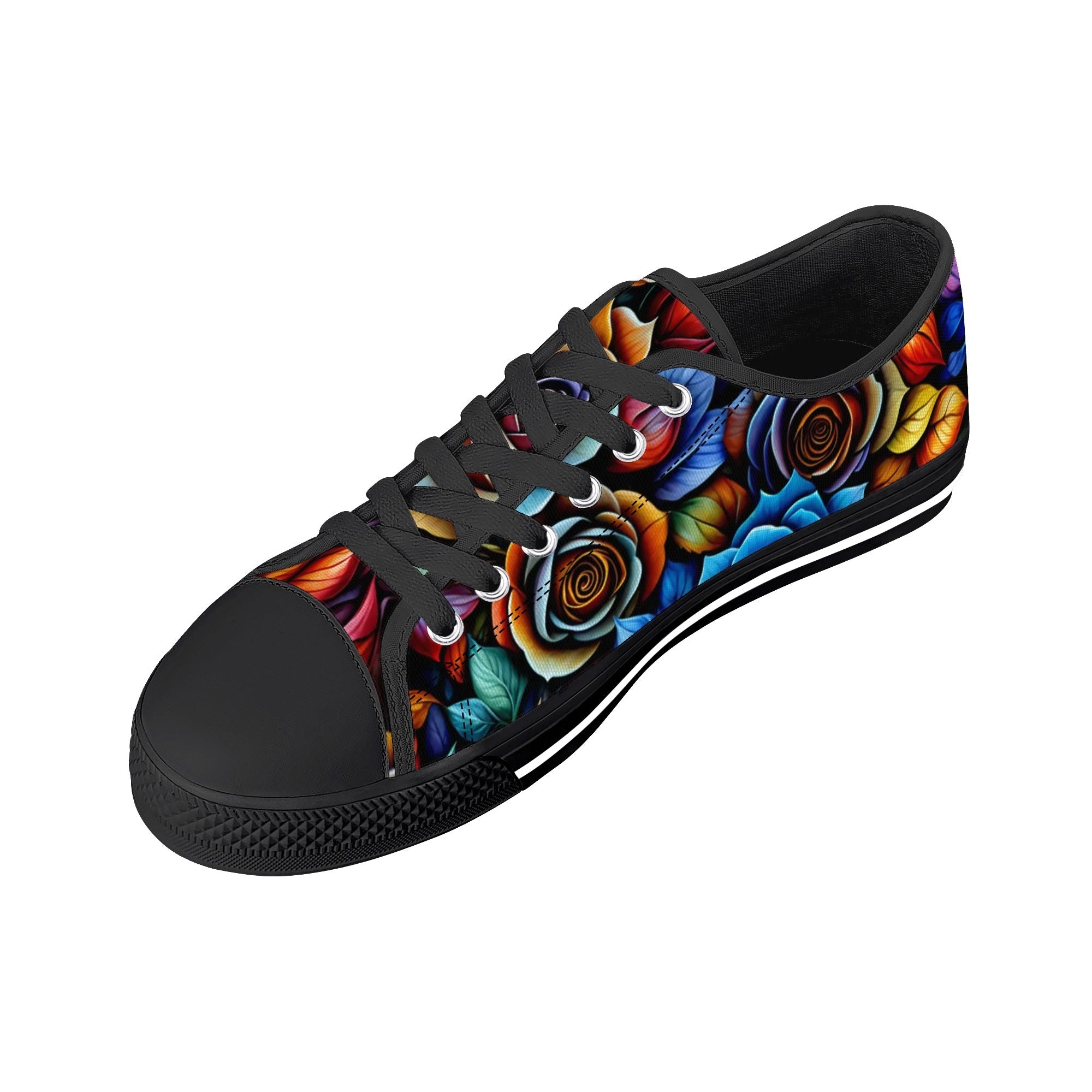 Kaleidorose Canvas Lowtops (black right above angled)