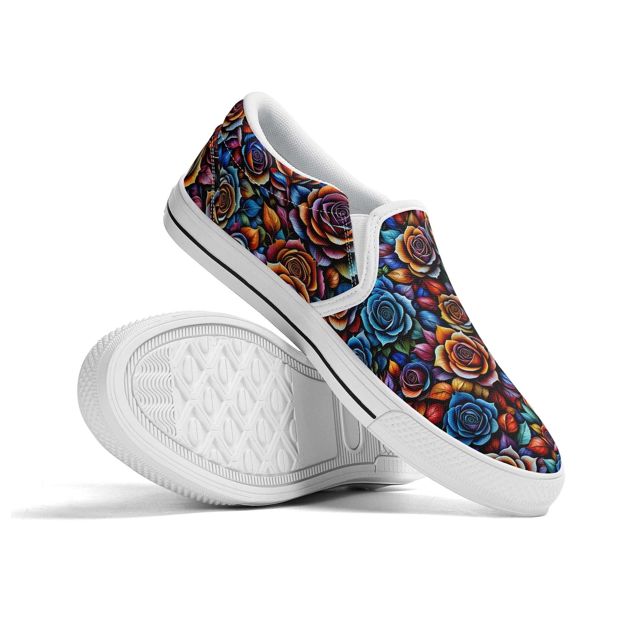 Kaleidorose Canvas Slipons (white pair stacked)