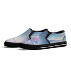 Cherry Blossom Dream Canvas Slipons (black pair angled)