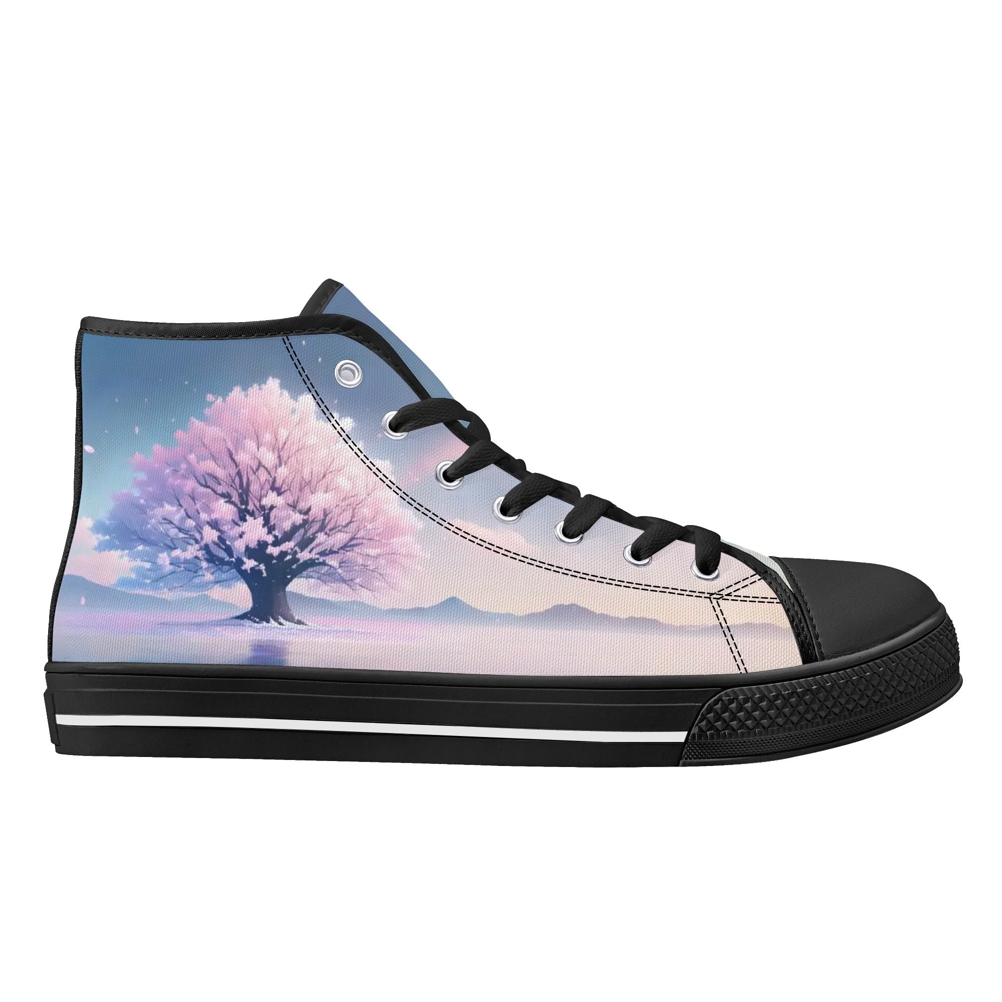 Cherry Blossom Dream Canvas Hightops (black right outside)