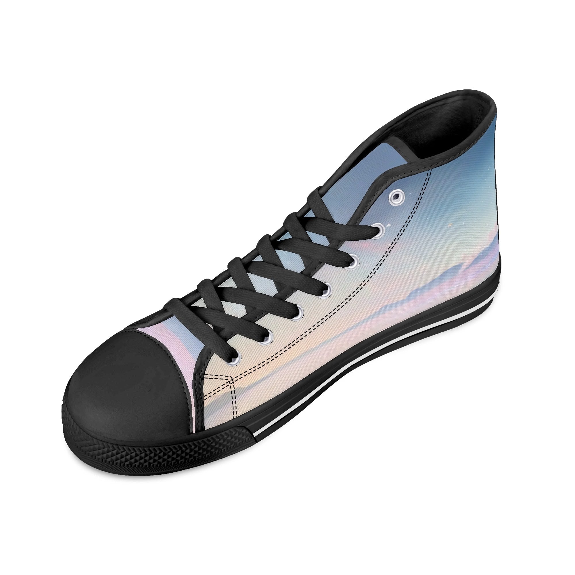 Cherry Blossom Dream Canvas Hightops (black right above angled)