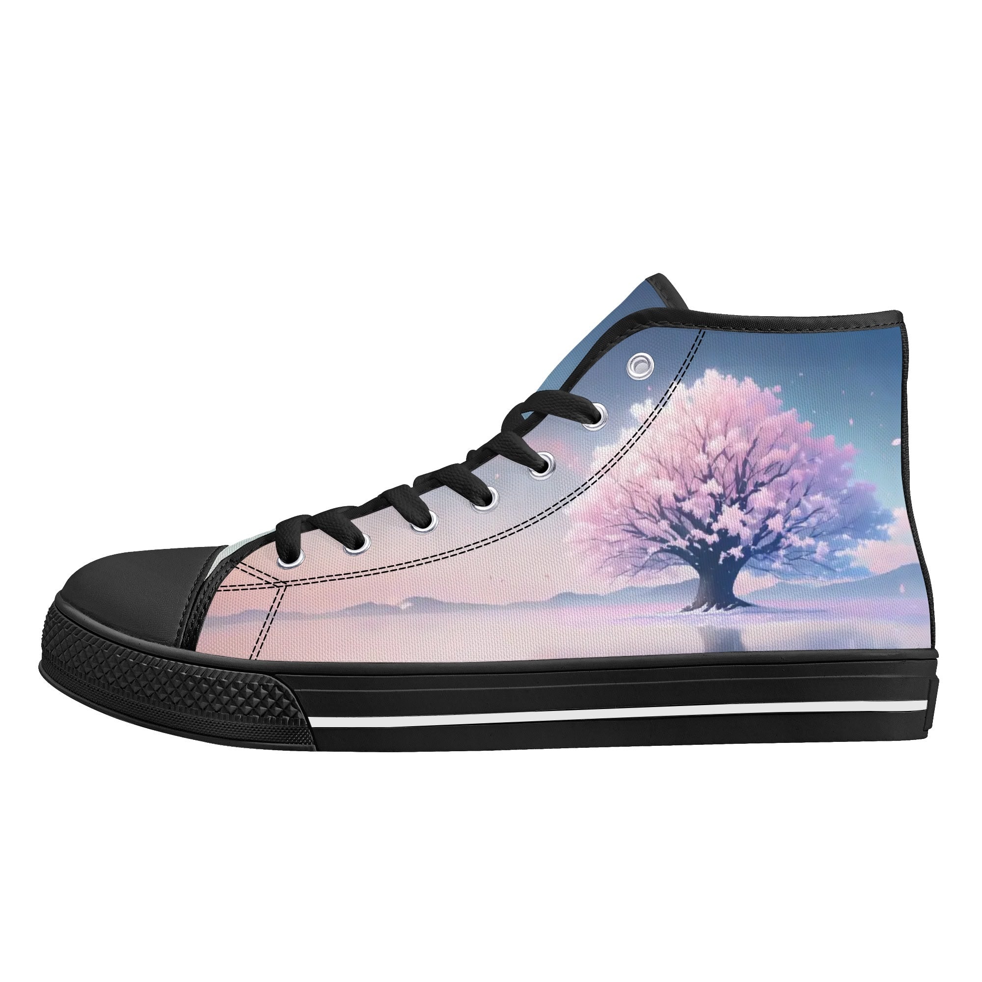 Cherry Blossom Dream Canvas Hightops (black left outside)
