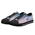 Cherry Blossom Dream Canvas Lowtops (black pair angled)