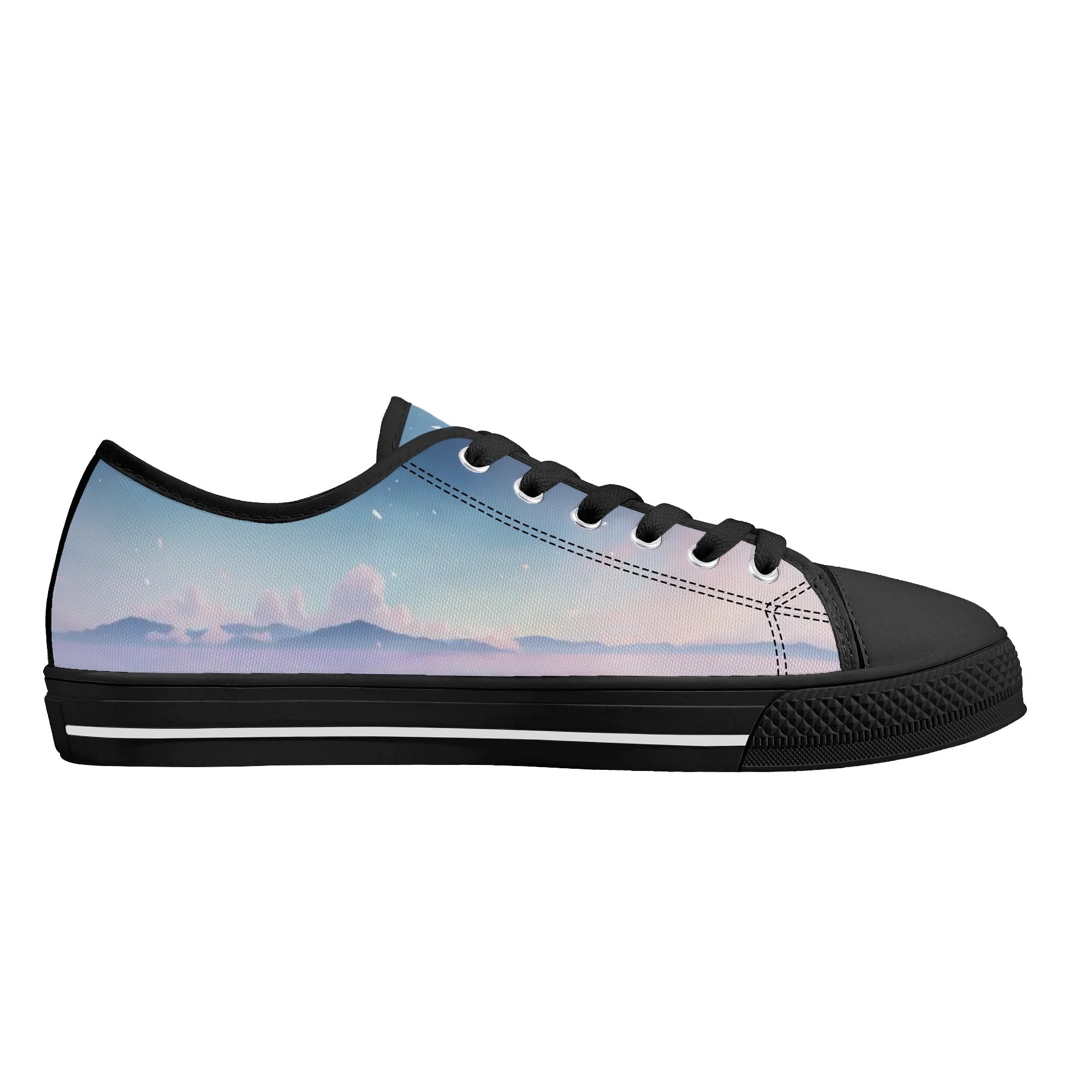 Cherry Blossom Dream Canvas Lowtops (black left inside)