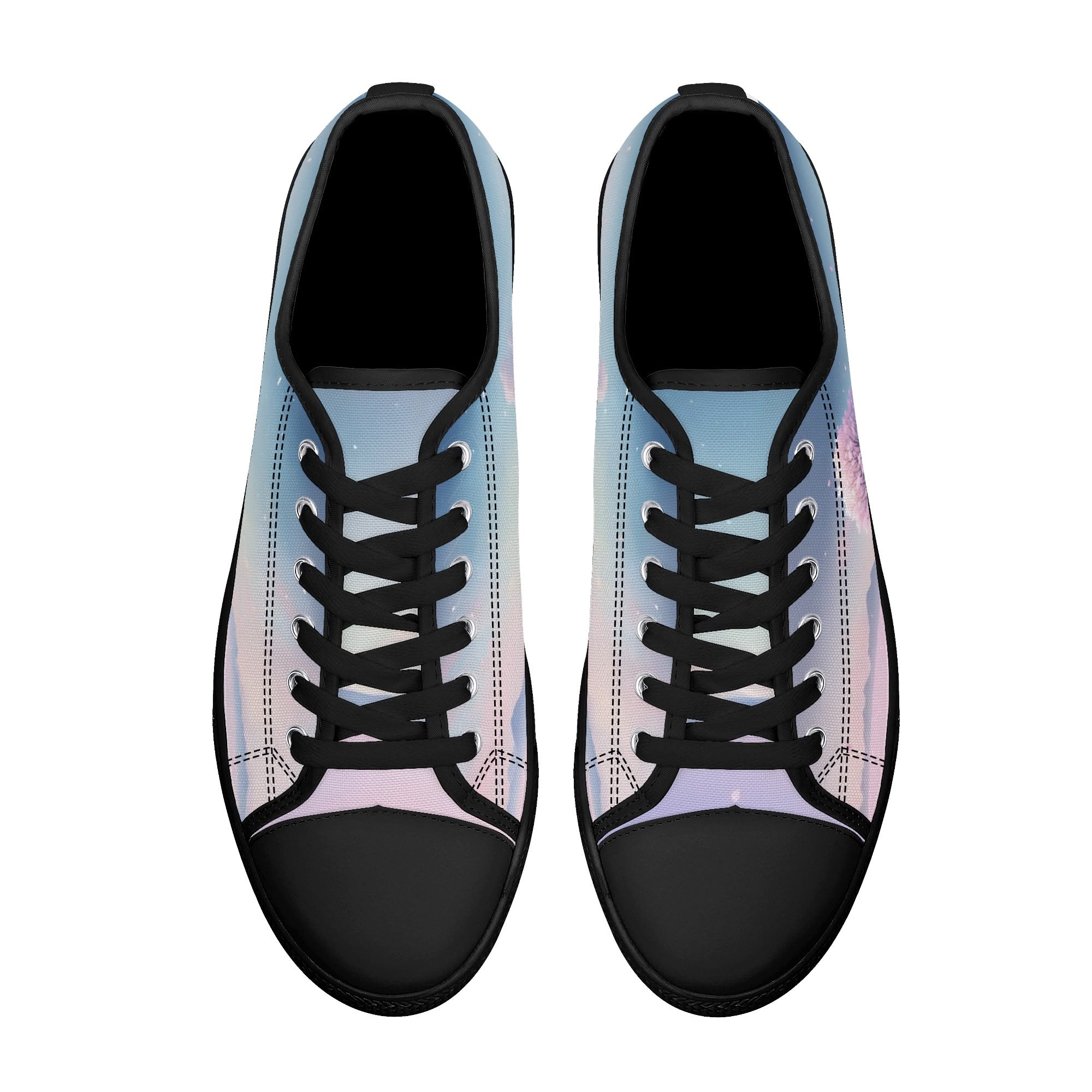 Cherry Blossom Dream Canvas Lowtops (black pair top)