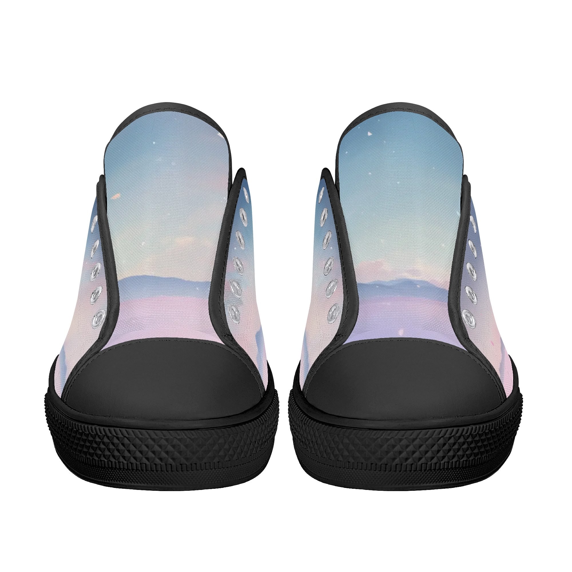 Cherry Blossom Dream Canvas Lowtops (black pair front)