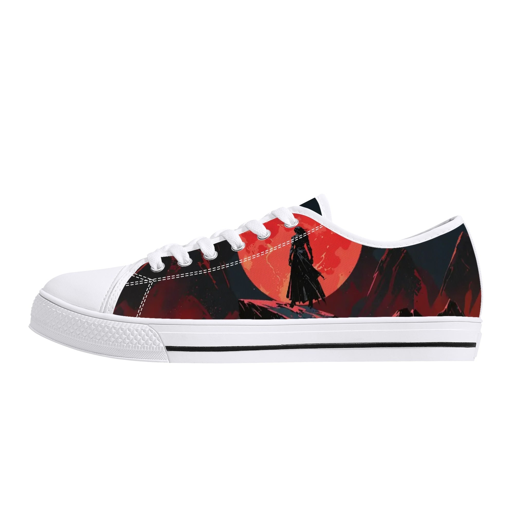 Crimson Vigil Canvas Lowtops (white left outside)