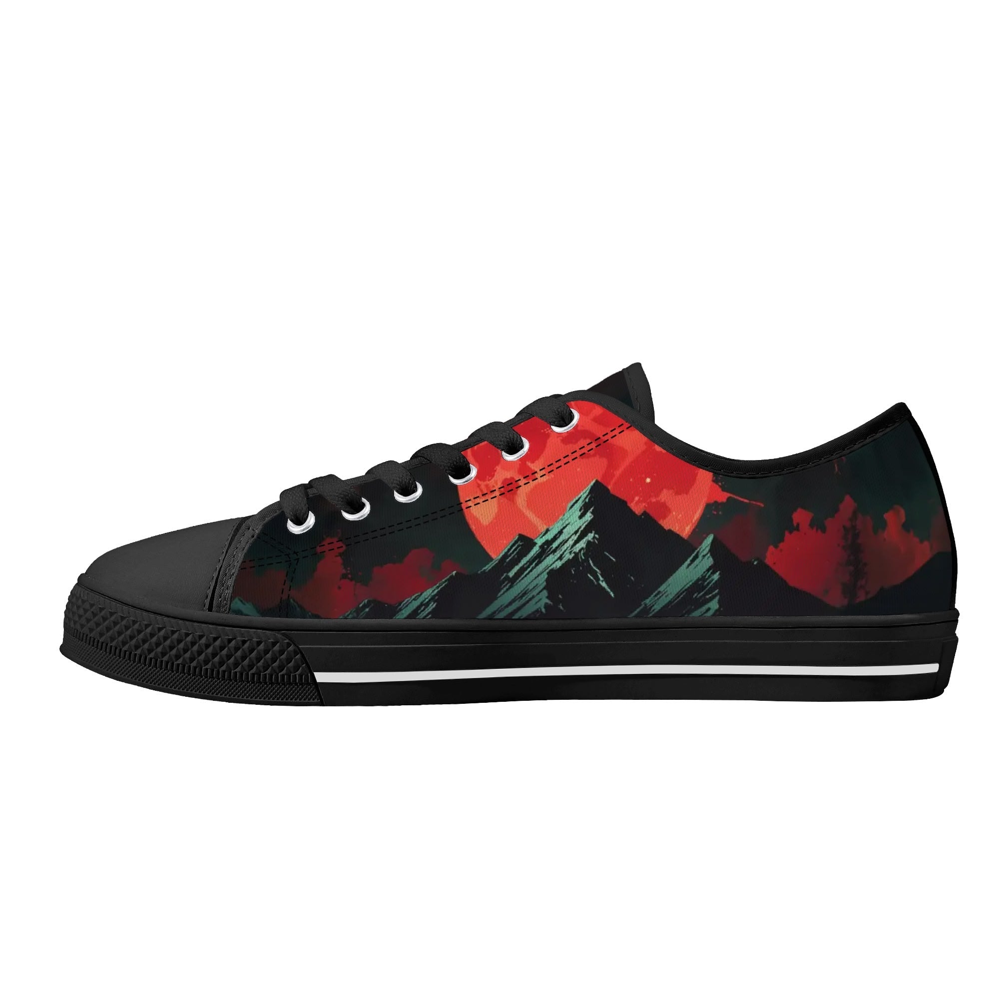 Crimson Vigil Canvas Lowtops (black right inside)