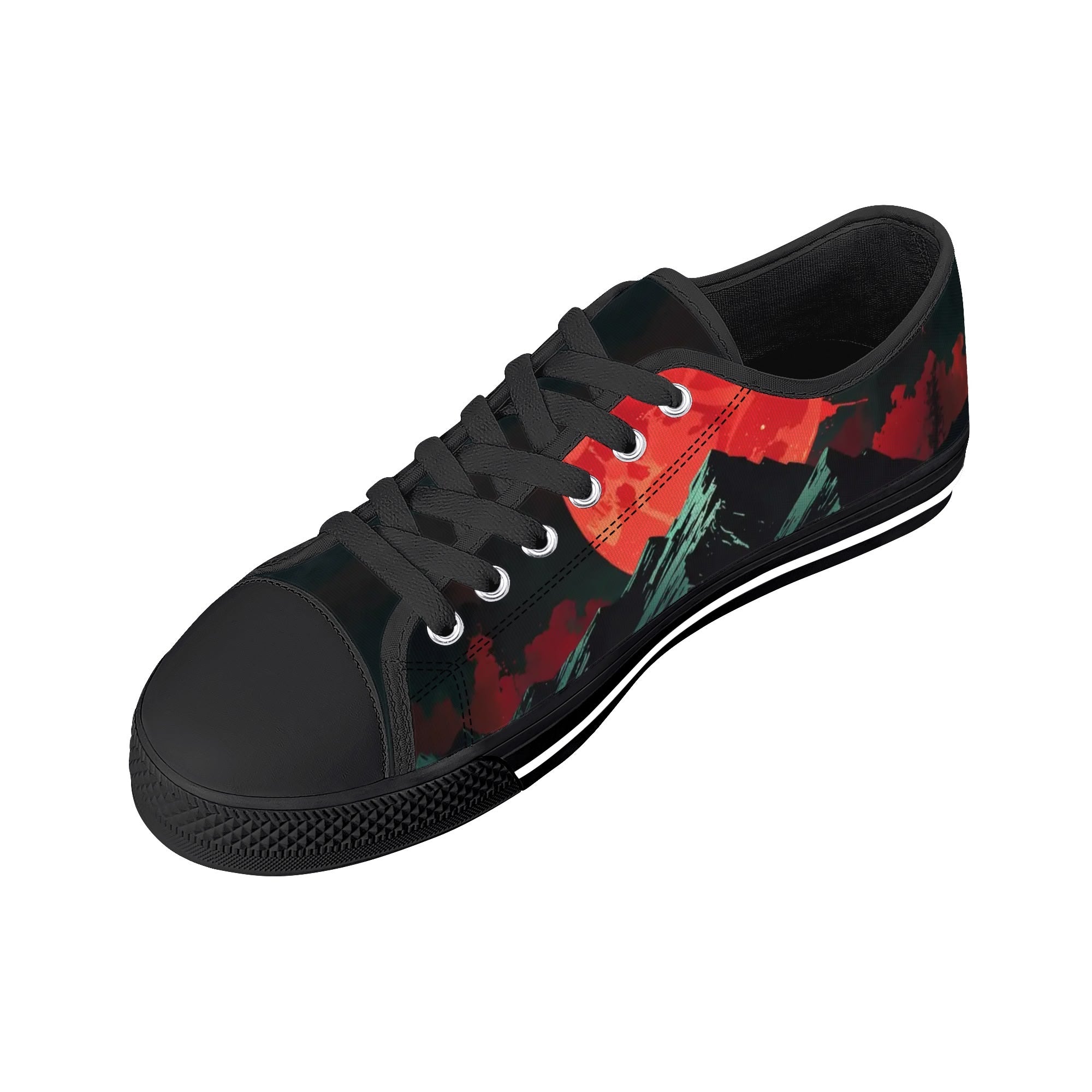 Crimson Vigil Canvas Lowtops (black right above angled)