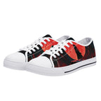 Crimson Vigil Canvas Lowtops (white pair angled)
