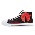 Crimson Vigil Canvas Hightops (white left outside)