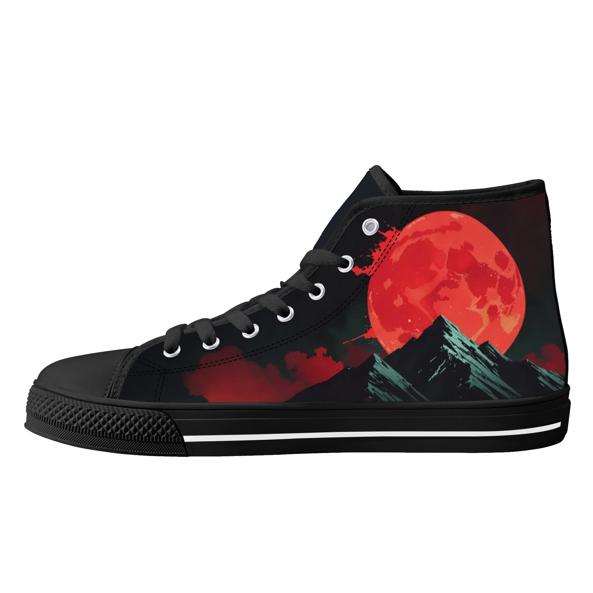 Crimson Vigil Canvas Hightops (black right inside)