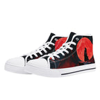 Crimson Vigil Canvas Hightops (white pair angled)