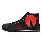 Crimson Vigil Canvas Hightops (black left outside)
