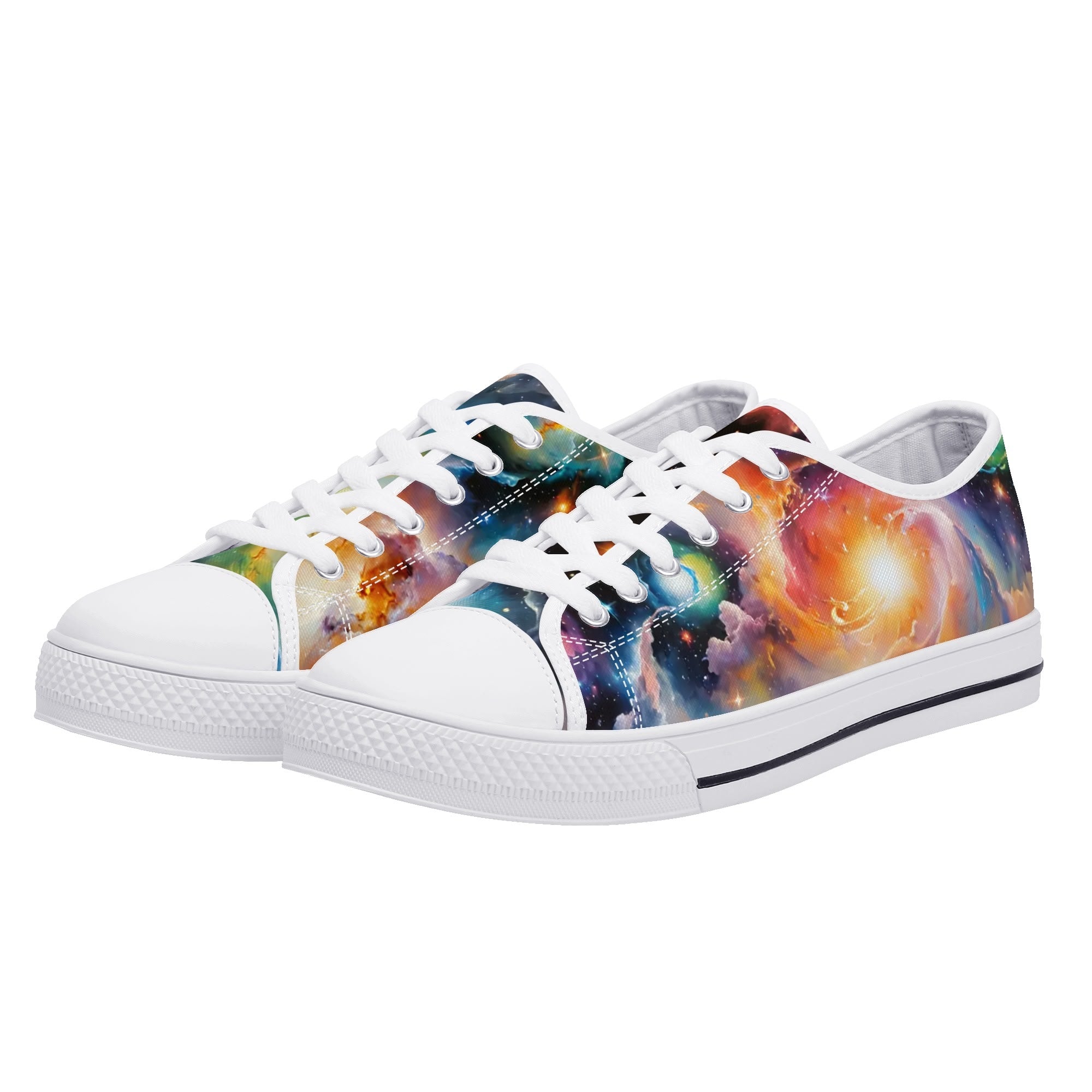 Nebula Scape Canvas Lowtops (white pair angled)