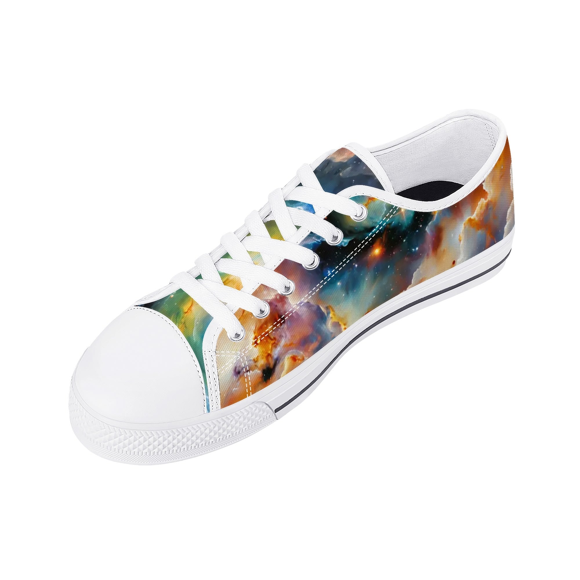 Nebula Scape Canvas Lowtops (white right above angled)