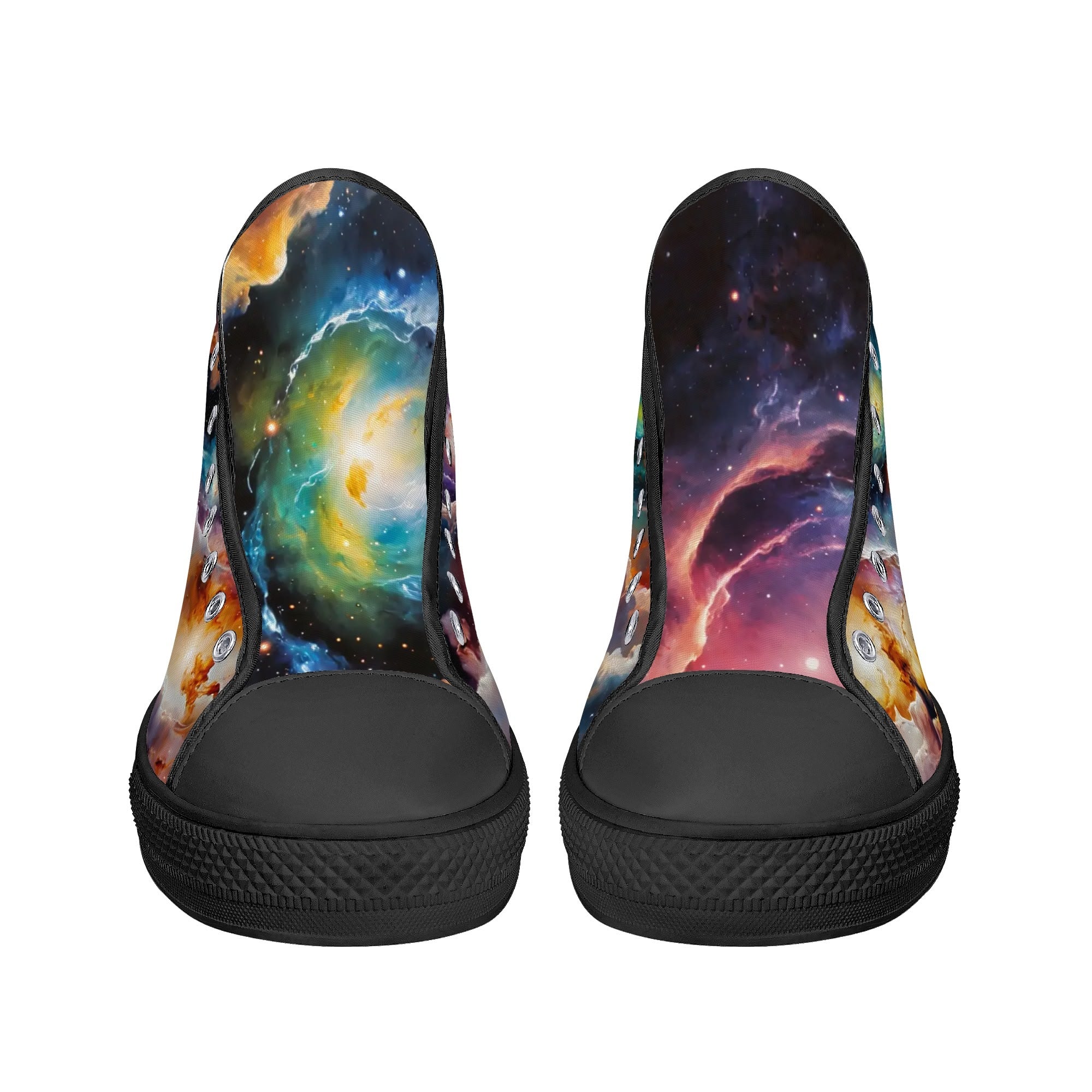 Nebula Scape Canvas Hightops (black pair front)