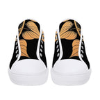 Antique Mandala on Black Canvas Lowtops (white pair front)