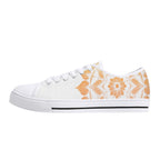 Antique Mandala on White Canvas Lowtops (white left outside)