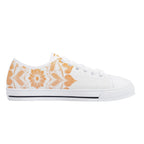 Antique Mandala on White Canvas Lowtops (white left inside)