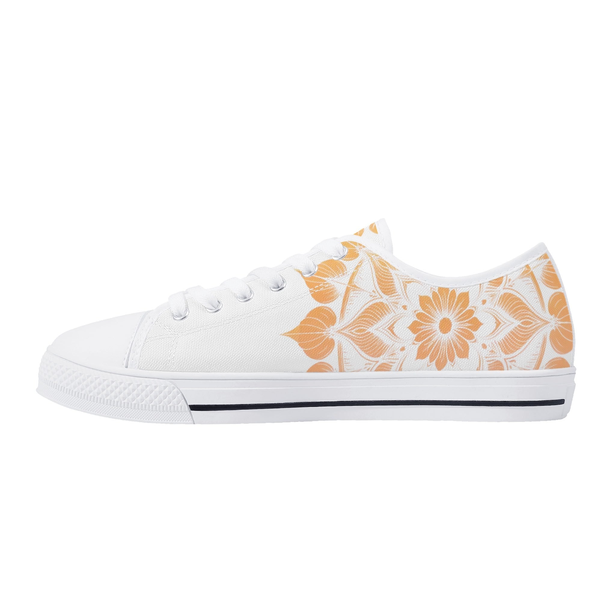 Antique Mandala on White Canvas Lowtops (white right inside)