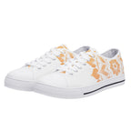 Antique Mandala on White Canvas Lowtops (white pair angled)
