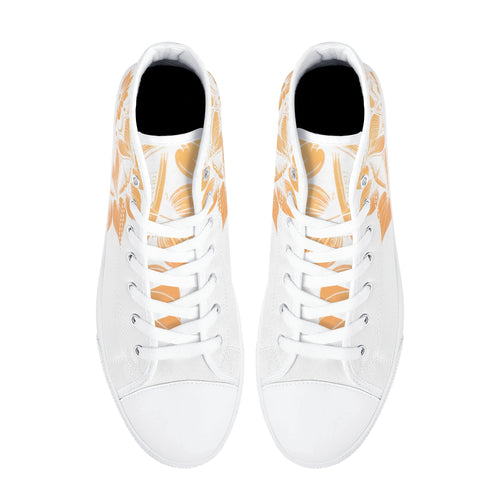Antique Mandala on White Canvas Hightops (white pair top)