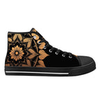 Antique Mandala on Black Canvas Hightops (black right outside)