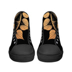 Antique Mandala on Black Canvas Hightops (black pair front)