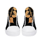 Antique Mandala on Black Canvas Hightops (white pair front)