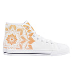 Antique Mandala on White Canvas Hightops (white left inside)