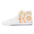 Antique Mandala on White Canvas Hightops (white right inside)