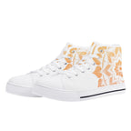 Antique Mandala on White Canvas Hightops (white pair angled)