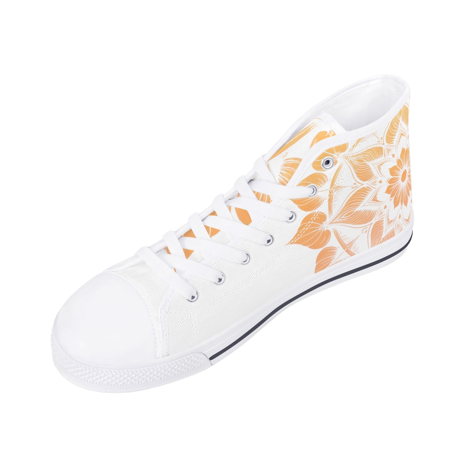 Antique Mandala on White Canvas Hightops (white right above angled)