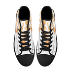 Antique Mandala on White Canvas Hightops (black pair top)