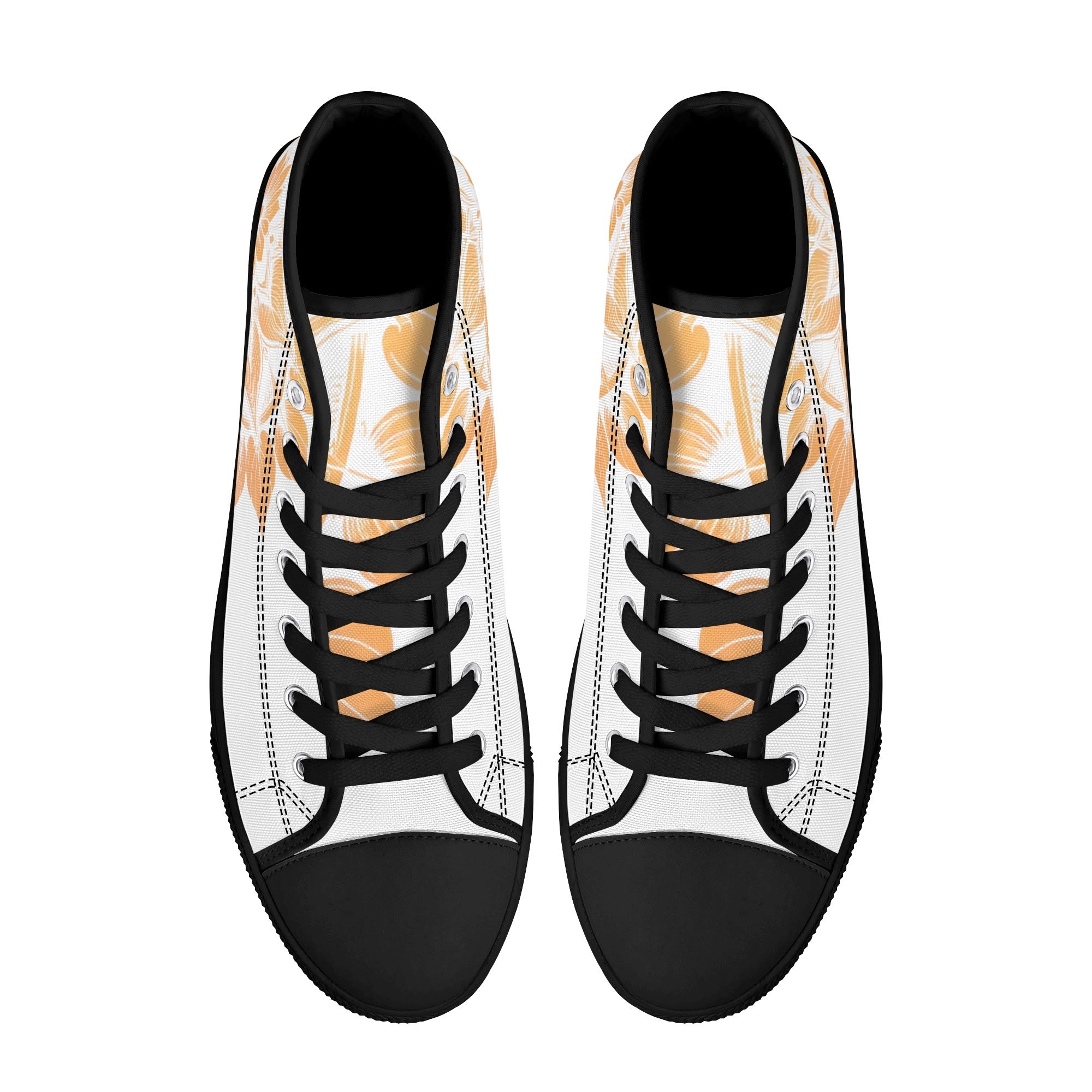 Antique Mandala on White Canvas Hightops (black pair top)