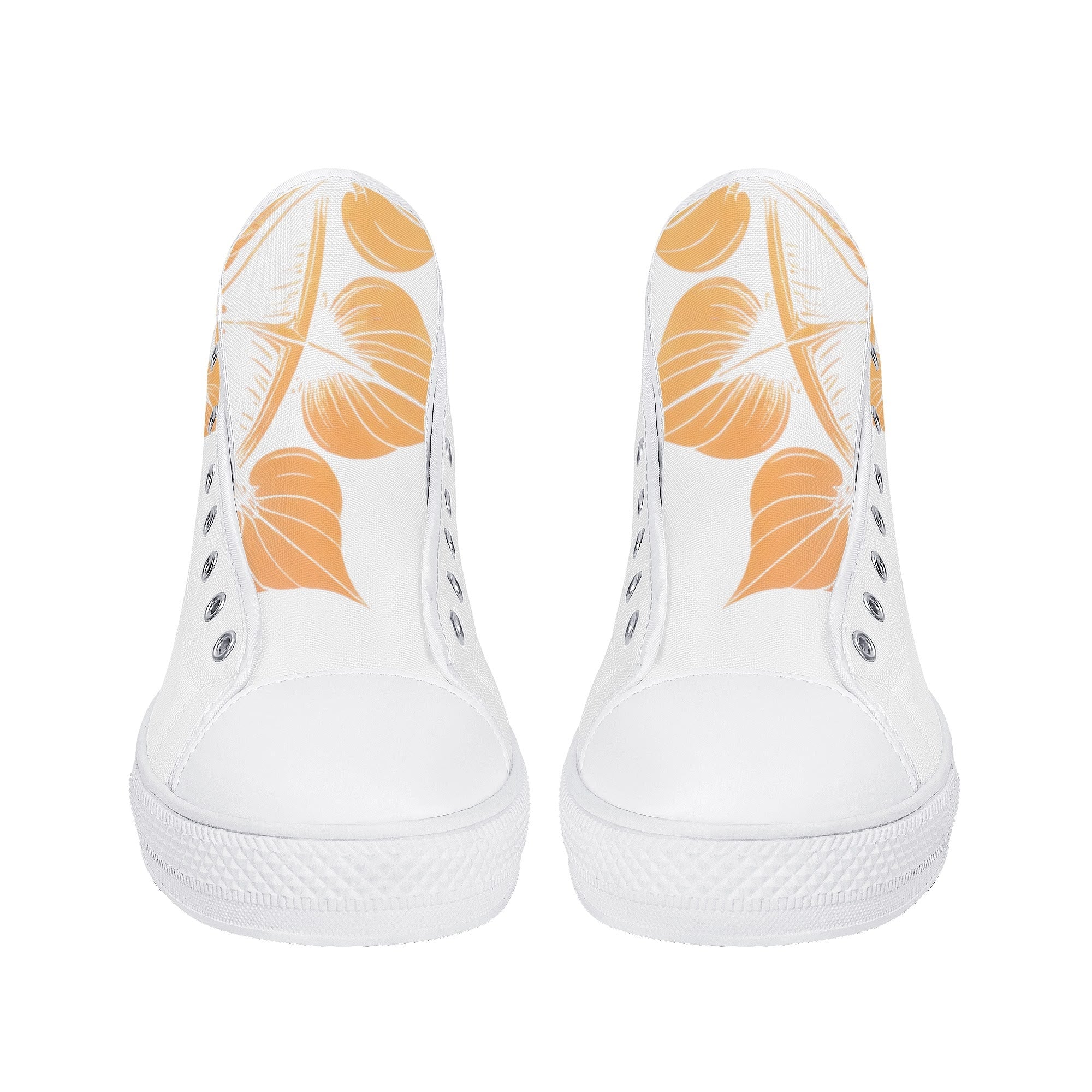 Antique Mandala on White Canvas Hightops (white pair front)