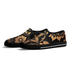 Antique Mandala on Black Canvas Slipons (black pair angled)
